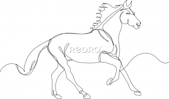 Sticker  Silhouette de cheval dans le style d'art en ligne