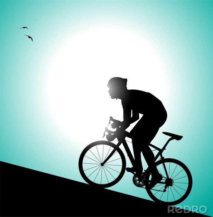 Sticker  Silhouette de cycliste che pedala in salita