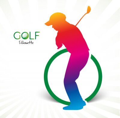 Sticker  Silhouette de golf coloré isolé sur blanc, illustration vectorielle