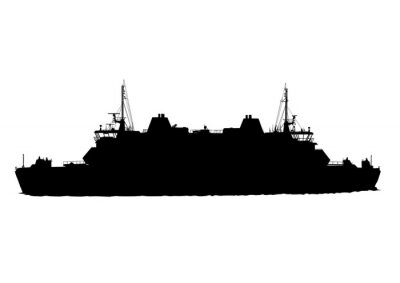 Sticker  Silhouette de grand navire sur fond blanc