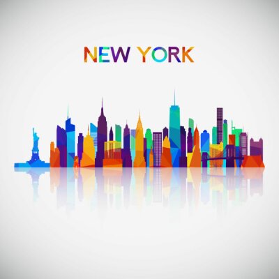 Sticker  Silhouette de New York skyline dans un style géométrique coloré. Symbole pour votre conception. Illustration vectorielle