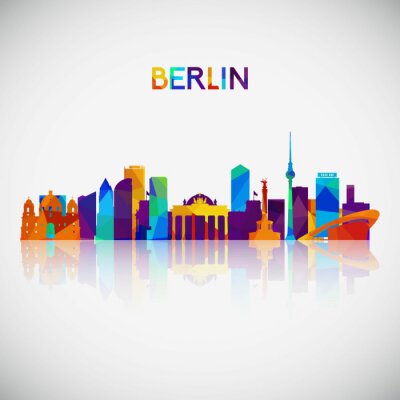 Sticker  Silhouette de skyline de Berlin dans un style géométrique coloré. Symbole pour votre conception. Illustration vectorielle