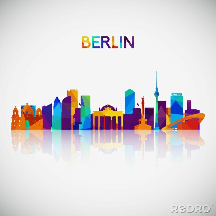 Sticker  Silhouette de skyline de Berlin dans un style géométrique coloré. Symbole pour votre conception. Illustration vectorielle