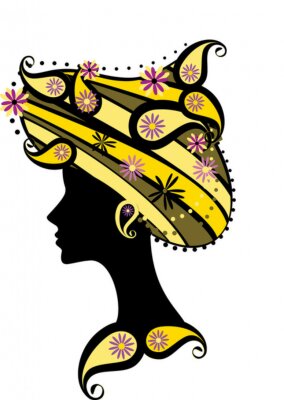 Sticker  Silhouette décorative de femme avec des fleurs