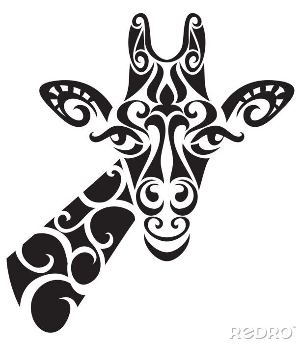 Sticker  Silhouette décorative de girafe ornementale.