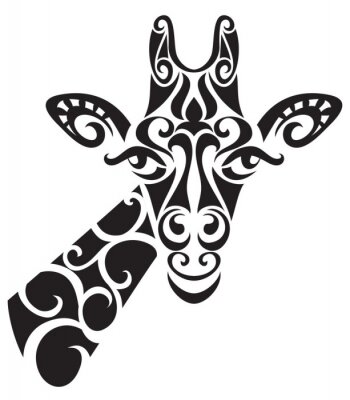 Sticker  Silhouette décorative de girafe ornementale.