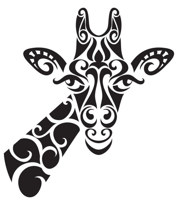 Sticker  Silhouette décorative de girafe ornementale.
