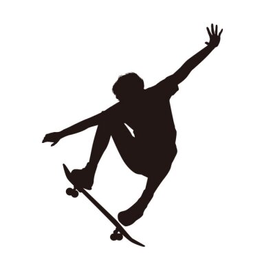 Sticker  Silhouette noire d'un garçon avec un skateboard