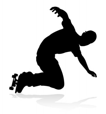 Sticker  Silhouette noire d'un skateur