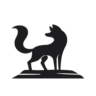 Sticker  Silhouette of the fox on a white background