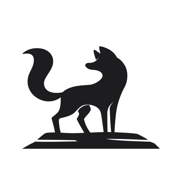 Sticker  Silhouette of the fox on a white background