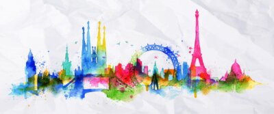 Sticker  Silhouette overlay city Paris