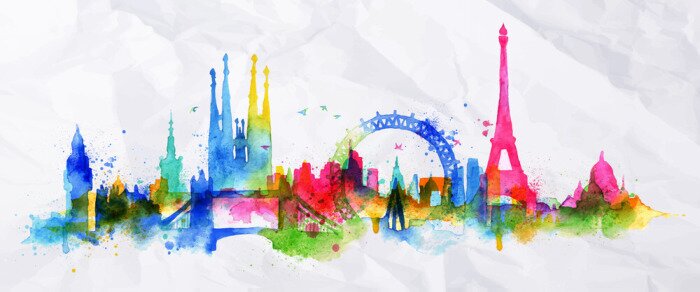 Sticker  Silhouette overlay city Paris