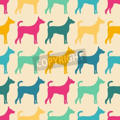 Sticker  Silhouettes colorées de chiens sur fond crème