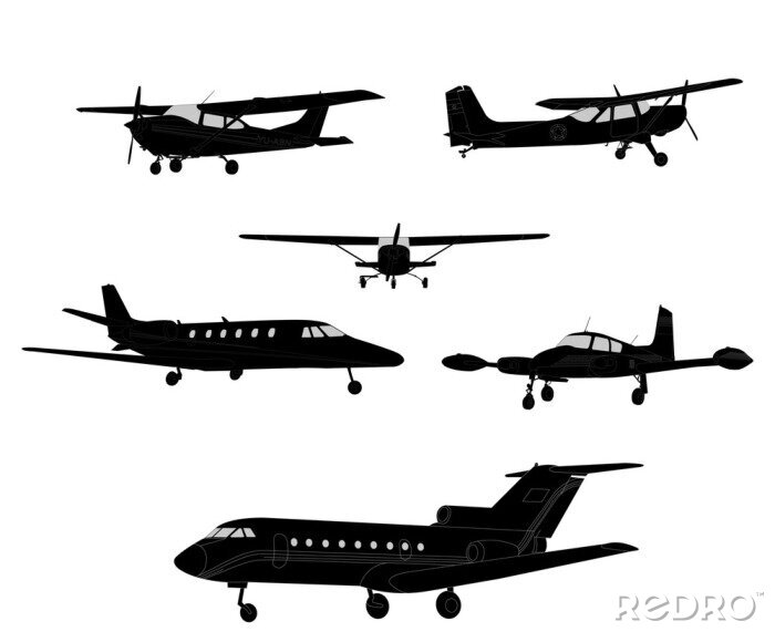 Sticker  silhouettes d'avion - vecteur
