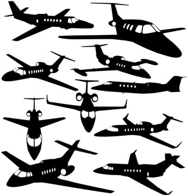 Sticker  Silhouettes de jet privé - les contours d'avions