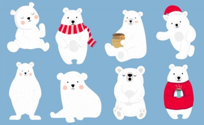 Sticker  Simple white bear character wear red sweater.Use for Christmas invitation,printable,sticker.Vector illustration character doodle cartoon
