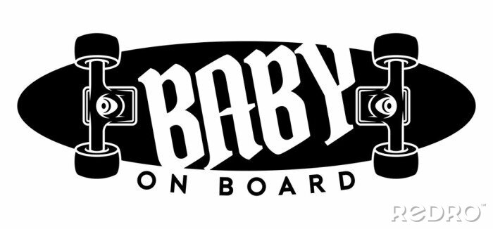 Sticker  Skateboard avec texte Baby on Board
