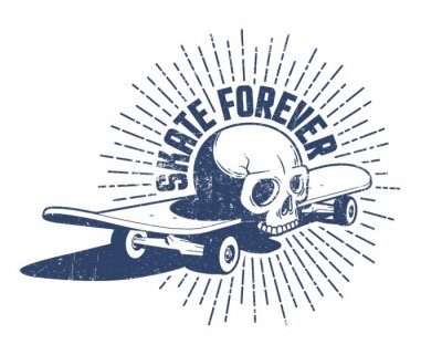 Sticker  Skateboard et emblème rétro