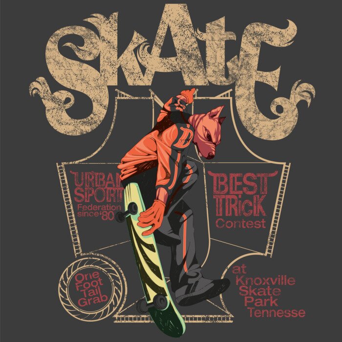 Sticker  Skateboard et pitbull