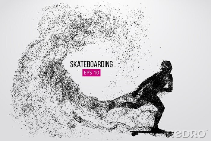 Sticker  Skateboard et silhouette en mouvement