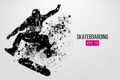 Sticker  Skateboard et silhouette noire d'un homme