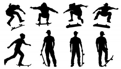 Sticker  Skateboard et silhouettes d'hommes