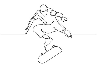 Sticker  Skateboard et skateur version line art