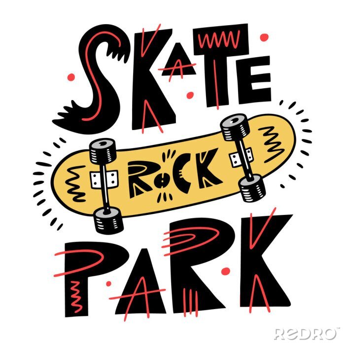 Sticker  Skateboard et texte skate-park