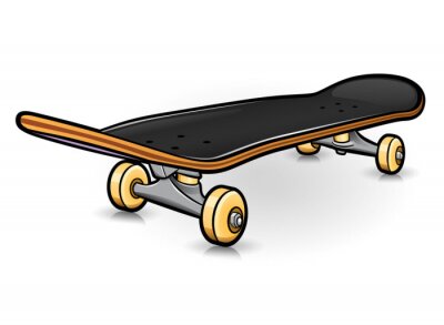 Sticker  Skateboard noir sur fond clair