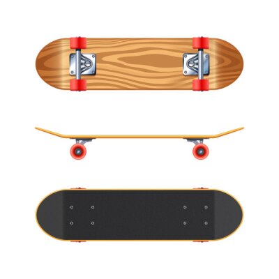 Sticker  Skateboard vu de trois côtés
