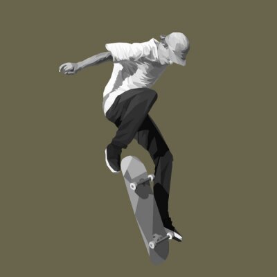 Sticker  Skateur sautant avec sa planche