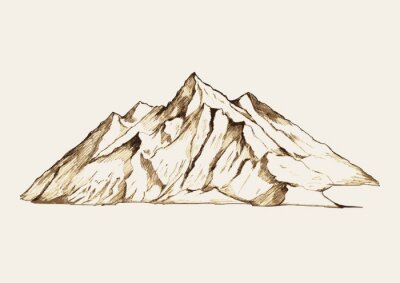 Sticker  Sketch illustration of a mountain