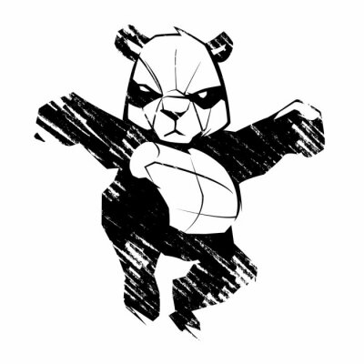Sticker  Sketch panda martial arts