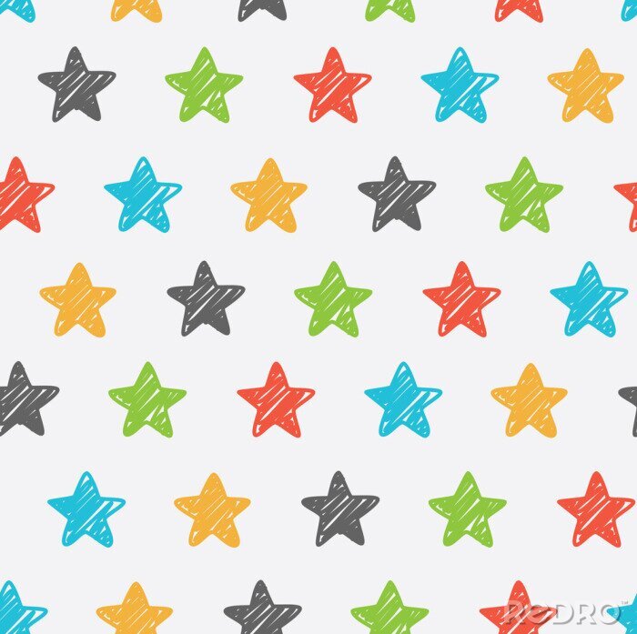 Sticker  Sketchy star seamless background