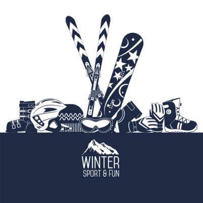 Sticker  Ski. Sports extrêmes d'hiver.