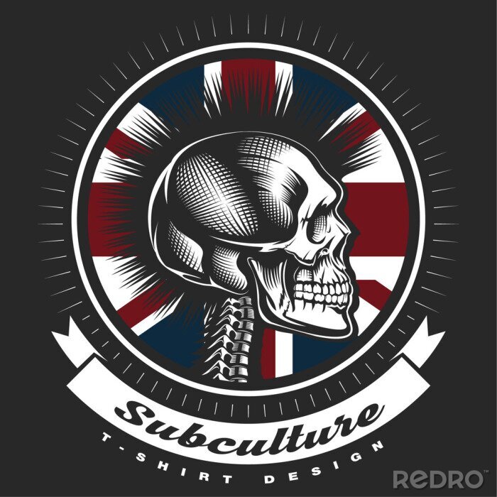 Sticker  Skull punk vintage emblème.