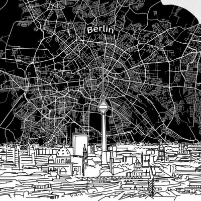 Skyline de Berlin avec carte
