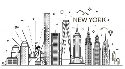 Sticker  Skyline de la ville de New York, illustration vectorielle, design plat