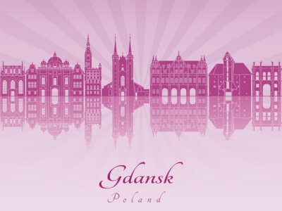 Sticker  Skyline Gdansk en violet orchidée rayonnante