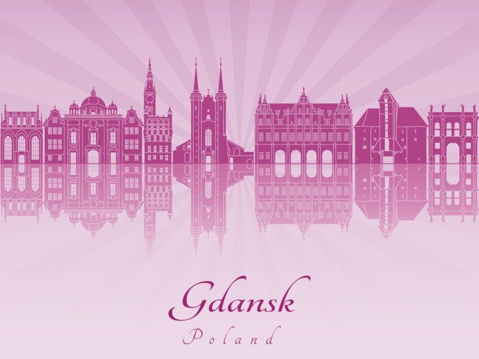 Sticker  Skyline Gdansk en violet orchidée rayonnante