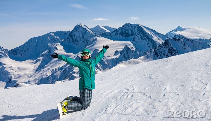 Sticker  Snowboarder, Solden, en Autriche, sport d'hiver extrême