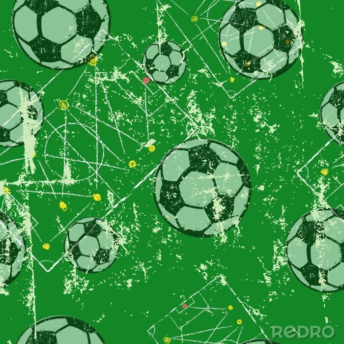 Sticker  Soccer ou football, fond transparent, diagramme de tactique, ballons de football, style grunge