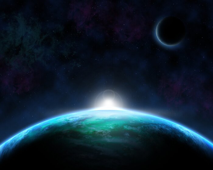 Sticker  Soleil à l'horizon de la planète Terre