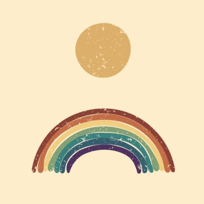 Sticker  Soleil et arc-en-ciel de style scandinave