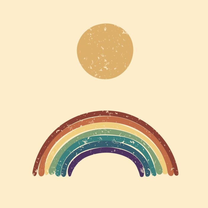 Sticker  Soleil et arc-en-ciel de style scandinave