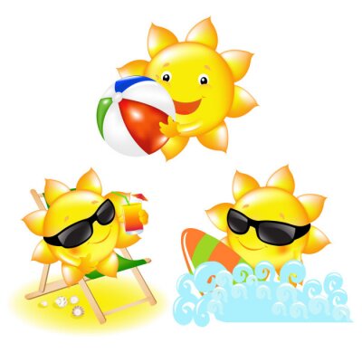 Sticker  Soleils souriants en vacances