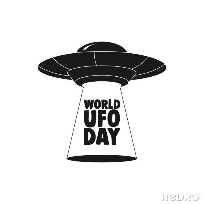 Sticker  Soucoupe OVNI noir et blanc