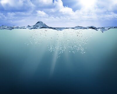 Sticker  Sous-marin, vue, bleu, eau