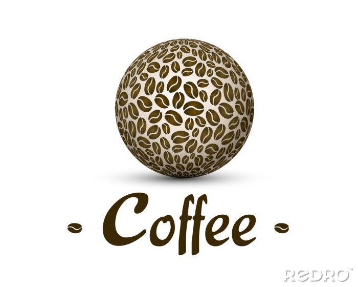 Sticker  Sphère avec grains de café au-dessus de l'inscription
